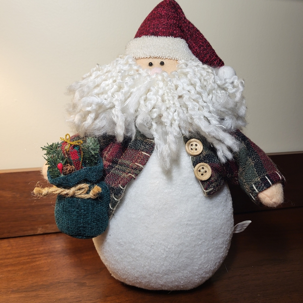Santa Claus Plush Decoration From 2003 - Burgundy, Green and White